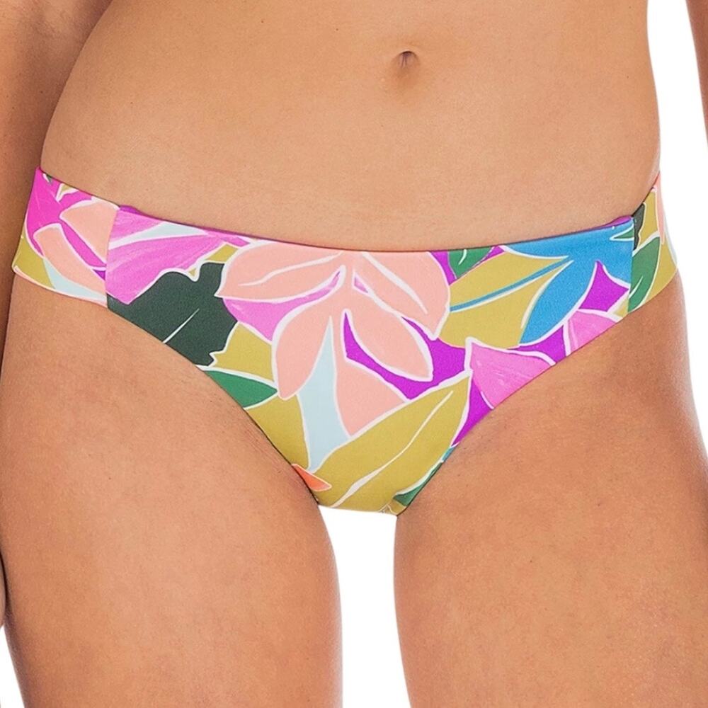 Hurley Junior's Max Isla Moderate Side Tab Bikini Swimsuit Bottoms Multi Size M